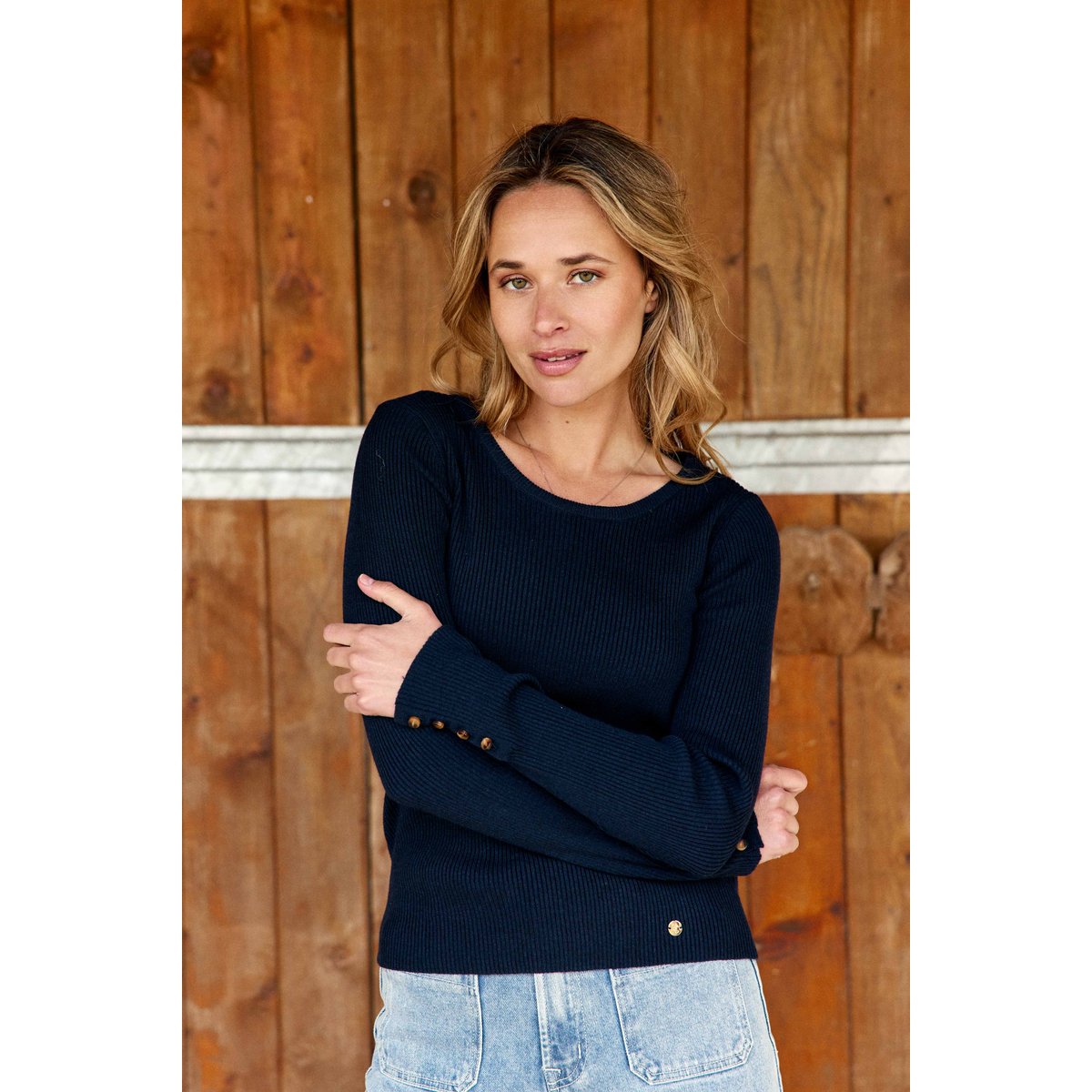 Pull col rond uni MOARA 25-marine, LA PETITE ETOILE