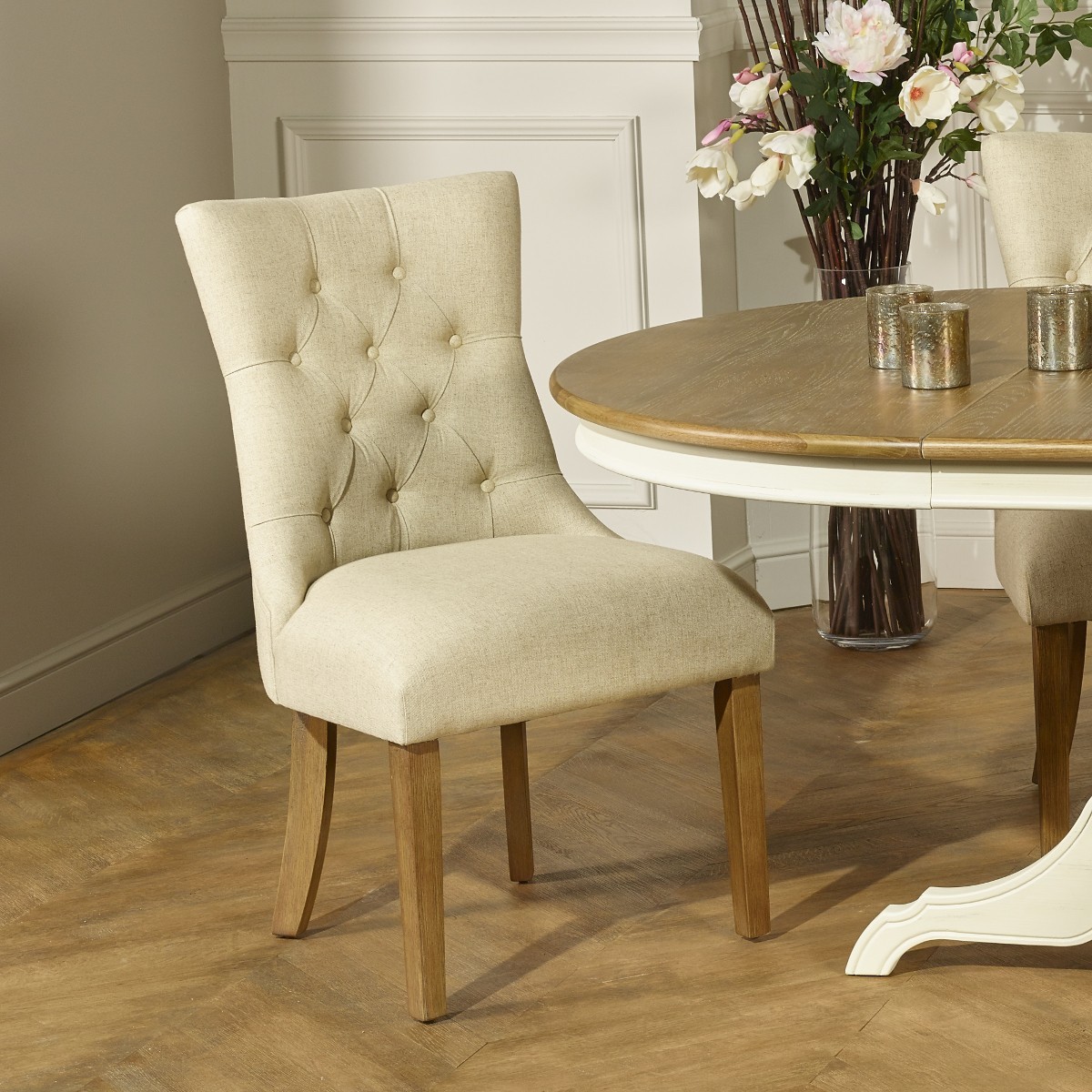 Lot de 2 chaises en bois et lin OPHELIA ficelle, ROBIN DES BOIS