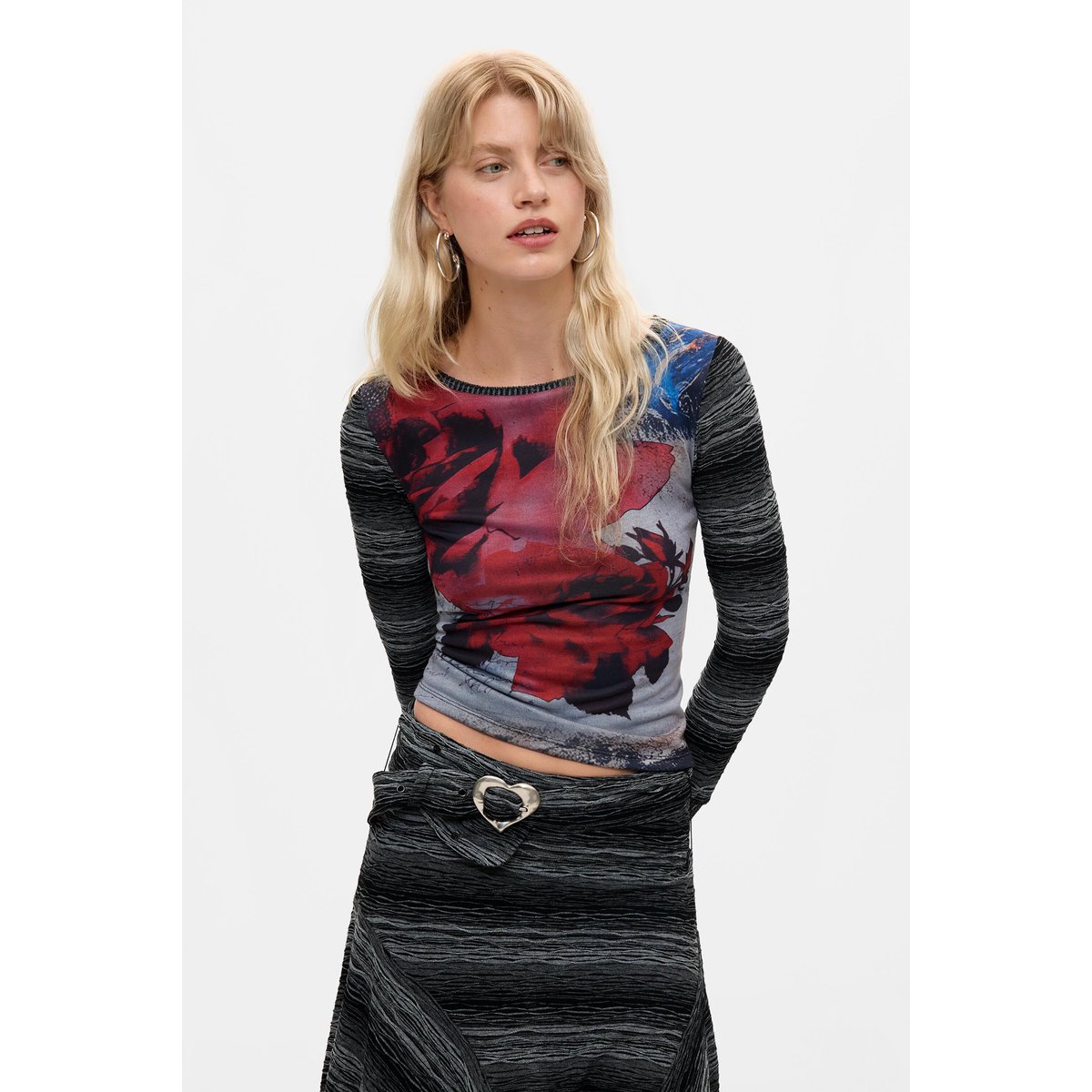 Jupe Asymétrique Maille noir, DESIGUAL