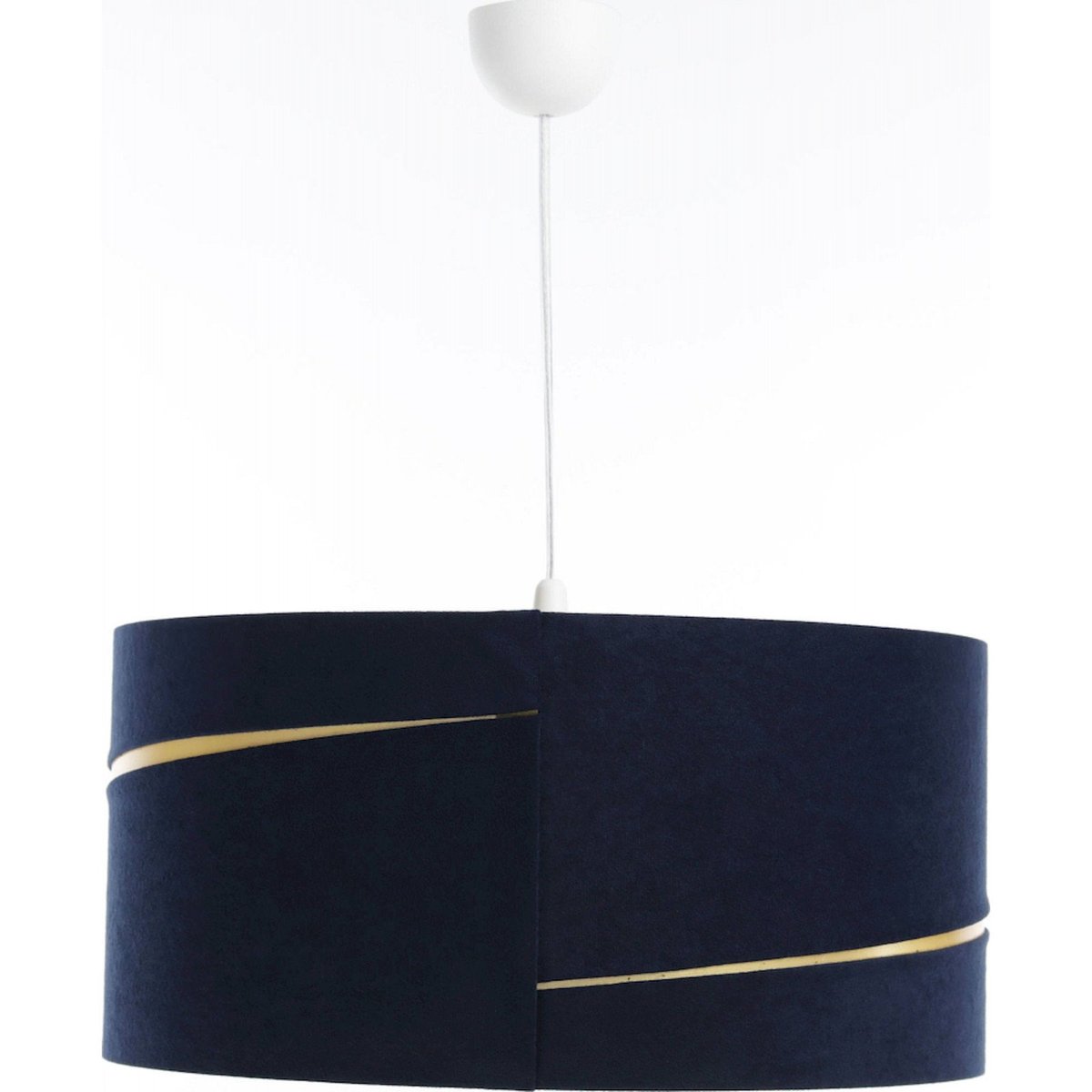 Suspension en tissu, SWING abat-jour en satin microfibre bleu, liseret doré et intérieur doré, BPS KONCEPT