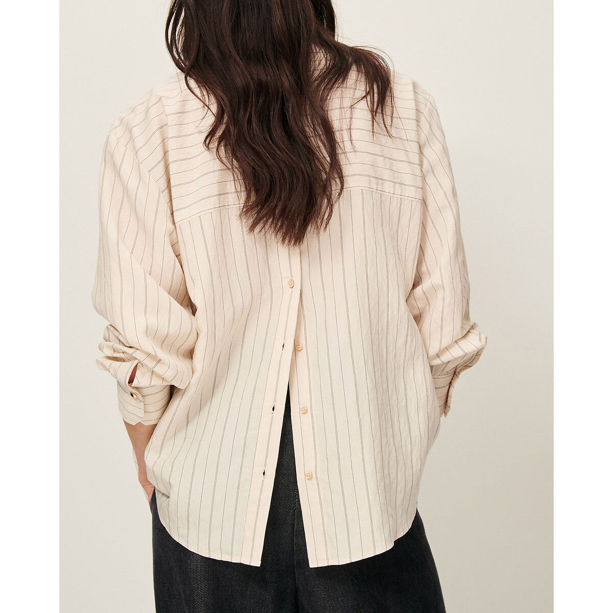 San Juan Striped Shirt with Back Button Fastening ecru , SESSUN