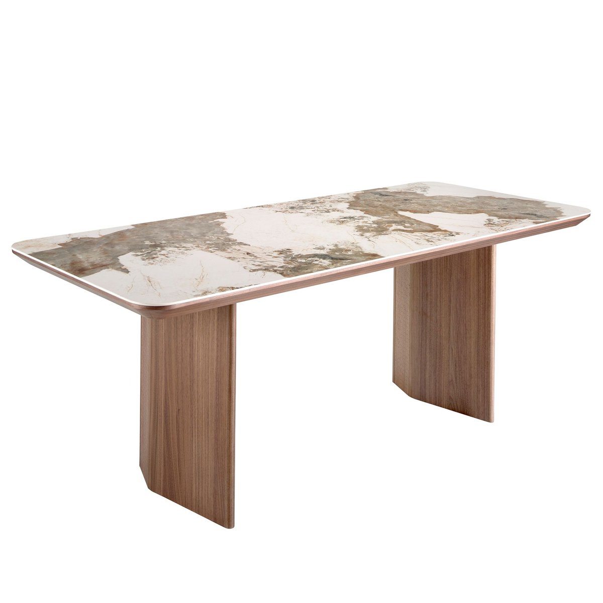 Table à manger rectangulaire marbre porcelaine et noyer blanc | noyer, ANGEL CERDA