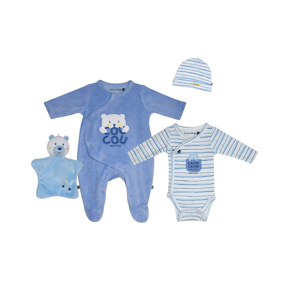 Set naissance lucien maille ouverture devant naissance bleu, SUCRE D'ORGE