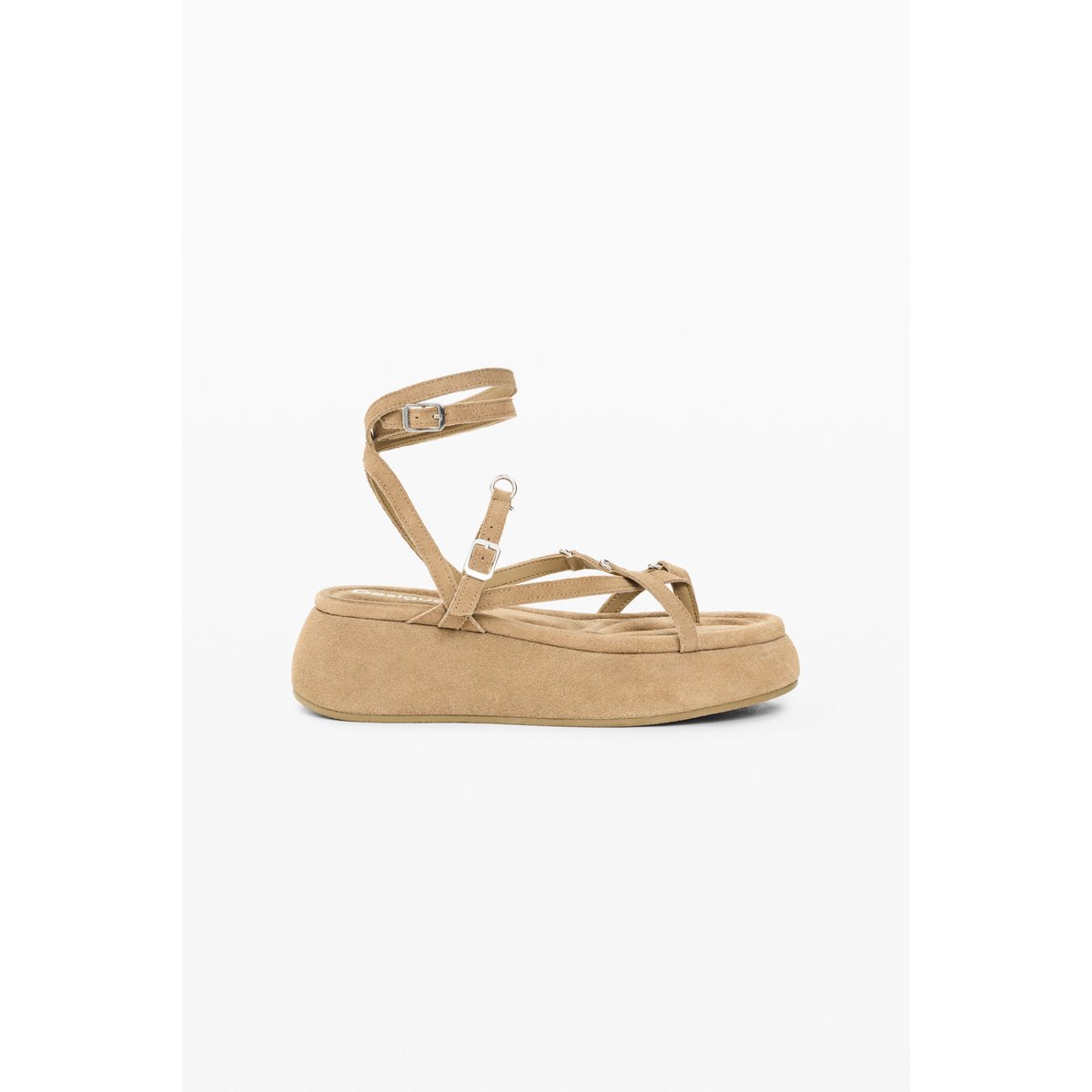 Sandale plateforme en cuir marron, DESIGUAL