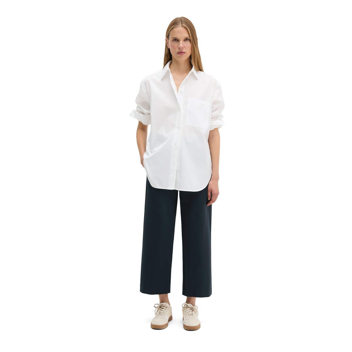 Blouse boyfriend en popeline de coton premium blanc, MARC O'POLO