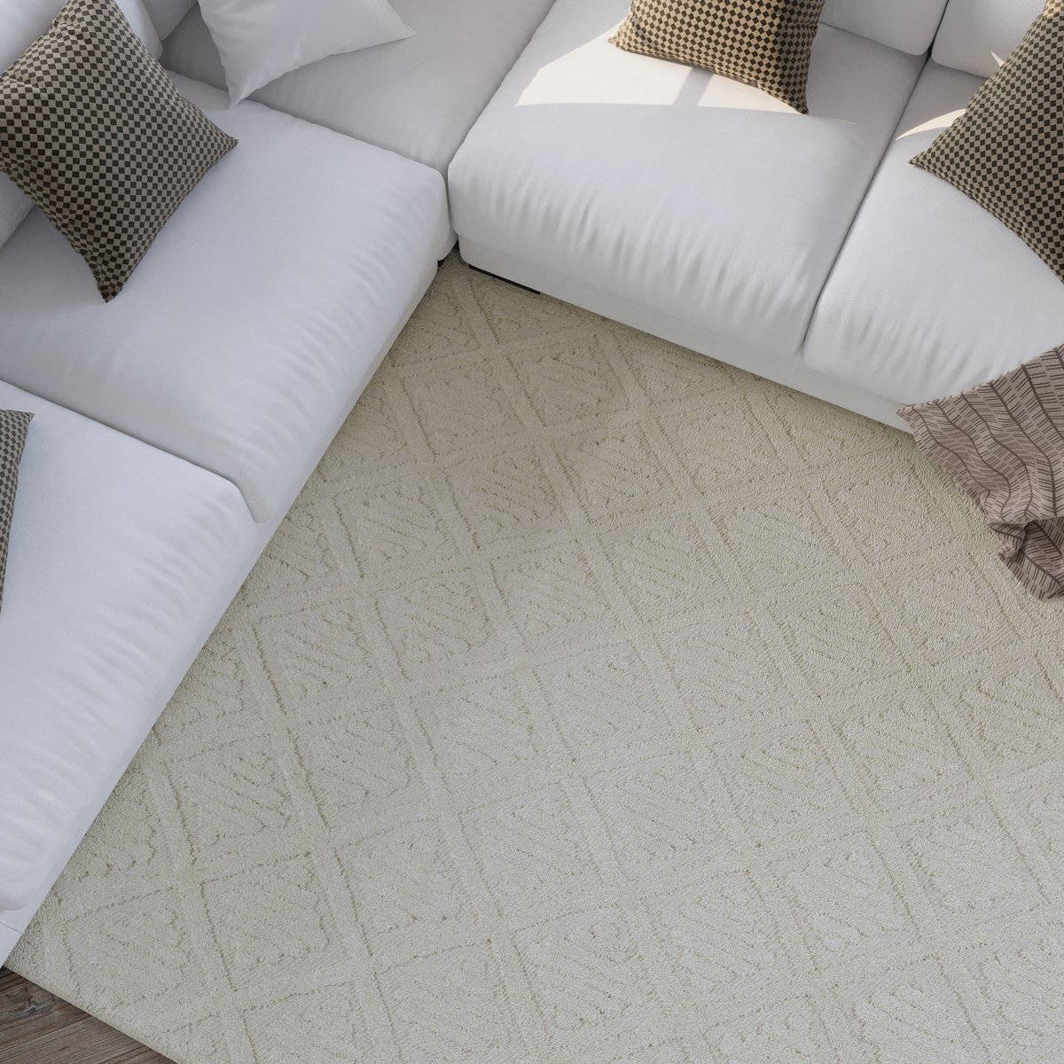 Tapis à motifs losanges en relief ,  HAMPTONS SEVENTEEN blanc crème, WECON HOME