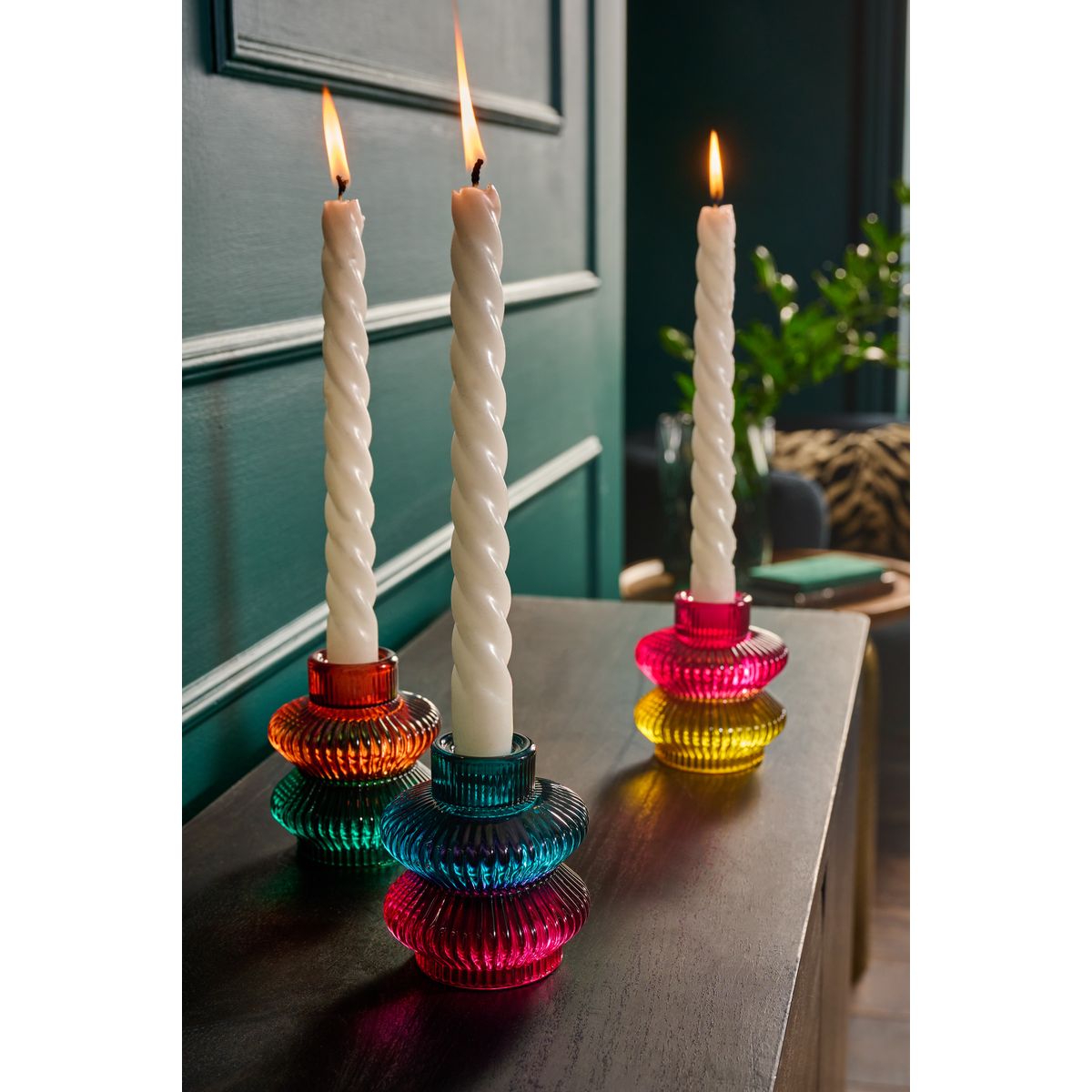 Photophore en verre et bougeoir, lot de 3 multicolore, NEXT