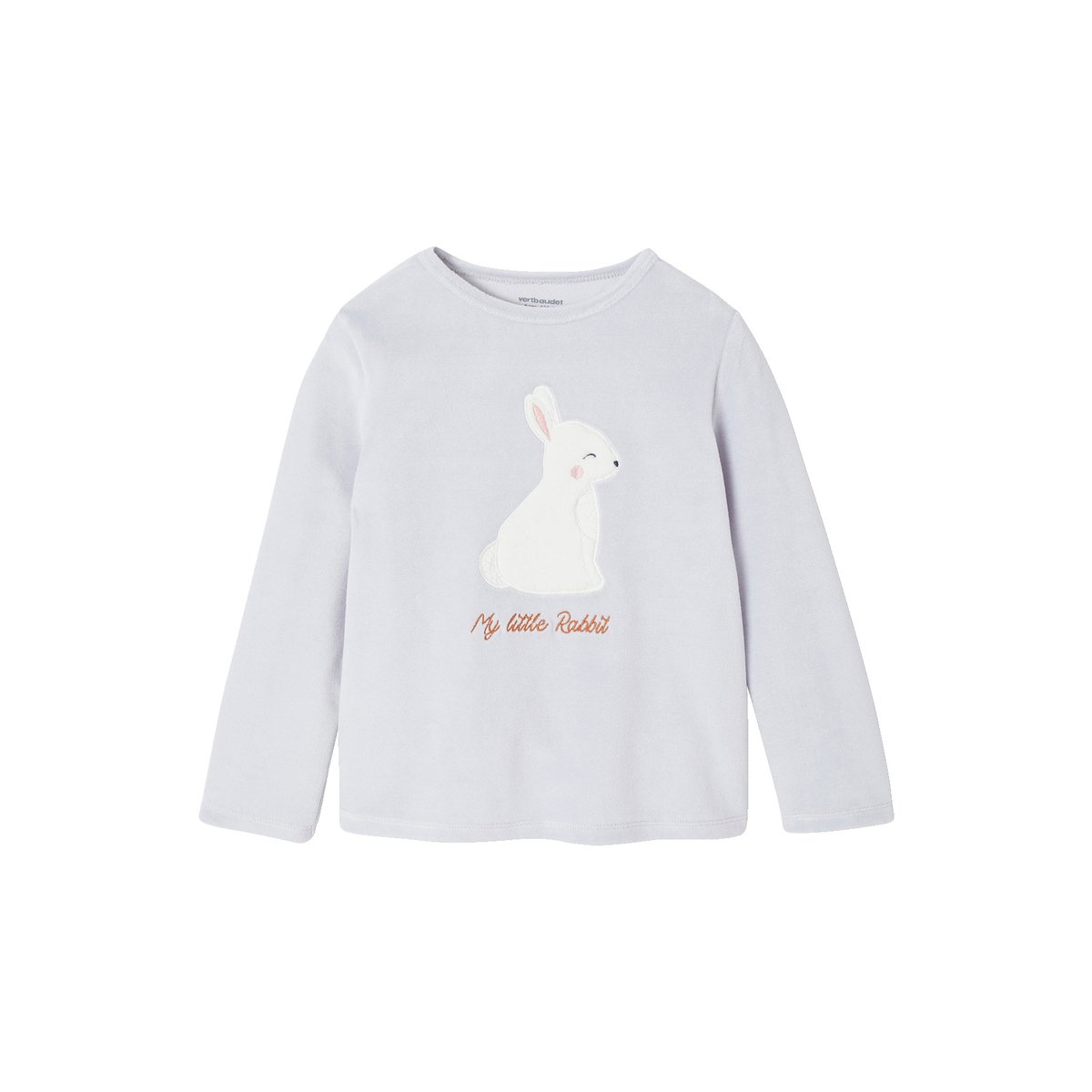 Pyjama Velours Lapin bleu ciel, VERTBAUDET