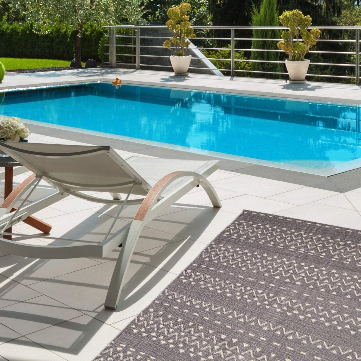 Tapis deco interieur exterieur ethnique KALIMBA gris minéral, AFK LIVING
