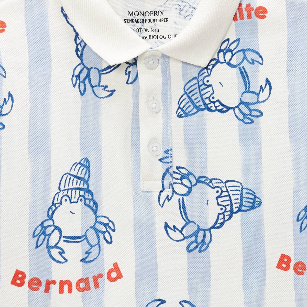 Polo manches courtes imprimé en coton BIO GOTS naturel, MONOPRIX