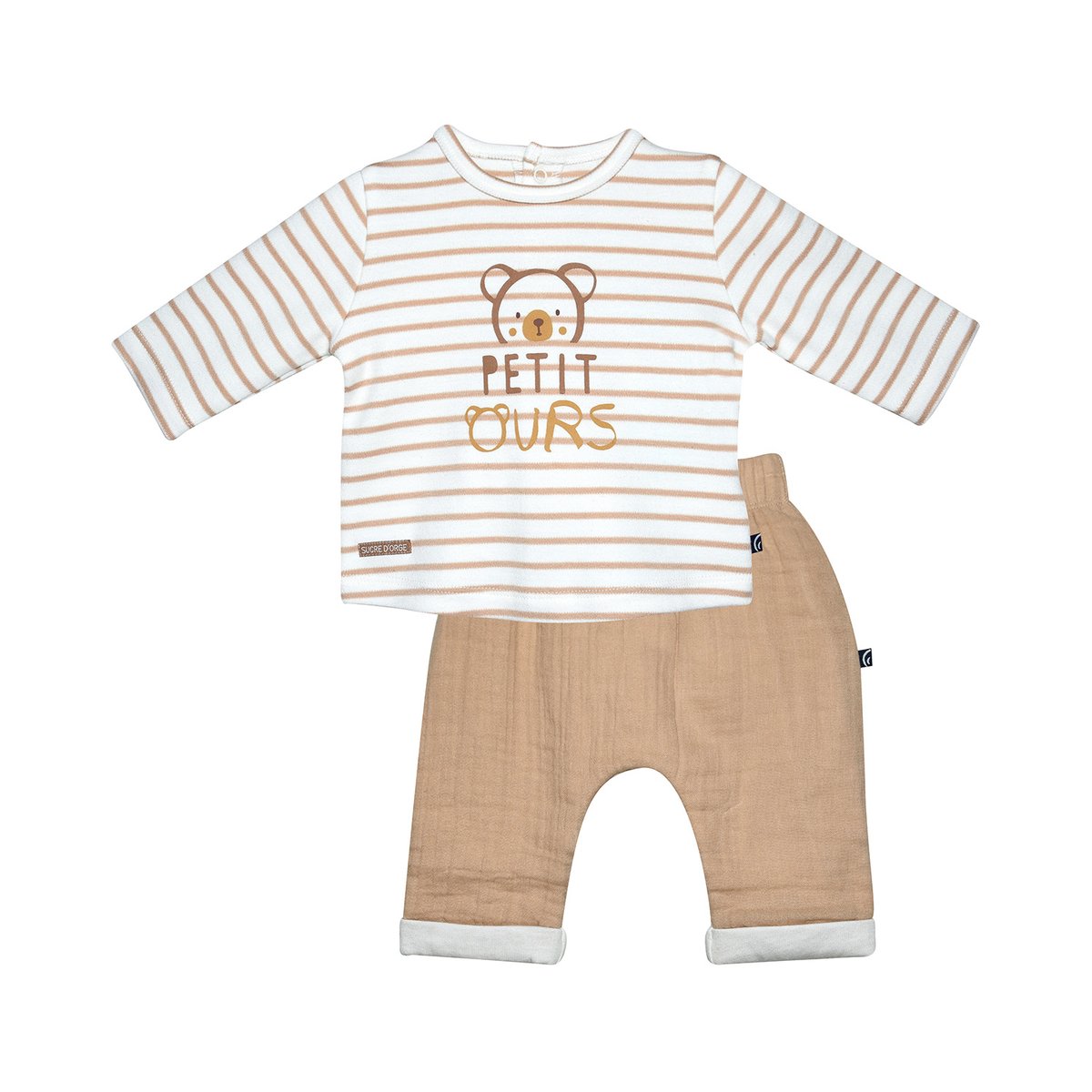 Ensemble t-shirt et pantalon rodney beige, SUCRE D'ORGE