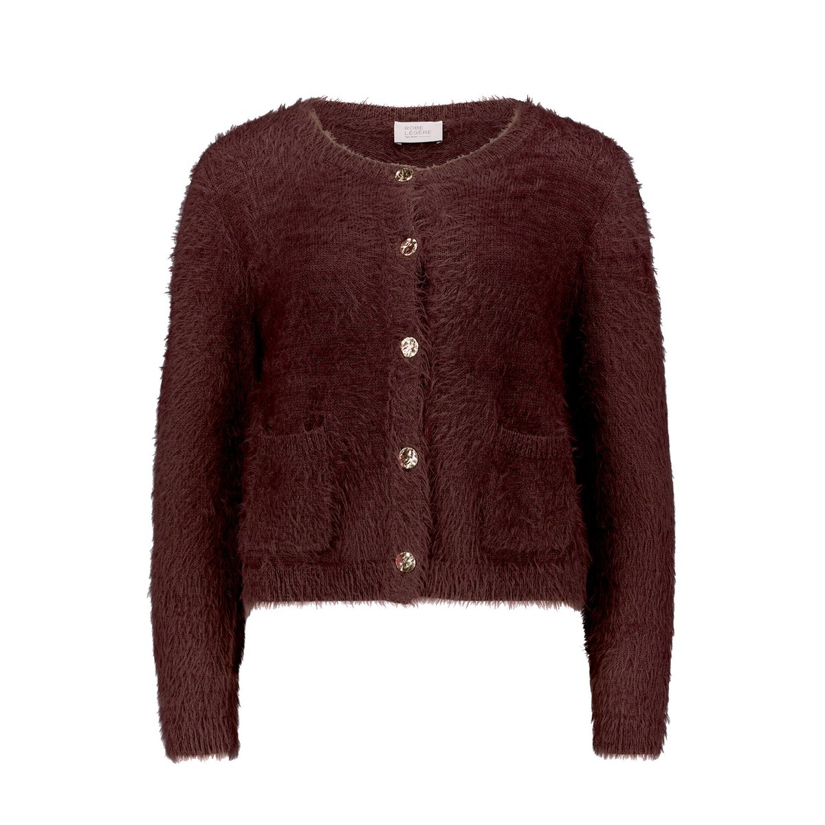Cardigan en maille à encolure ronde dark maroon, VERA MONT