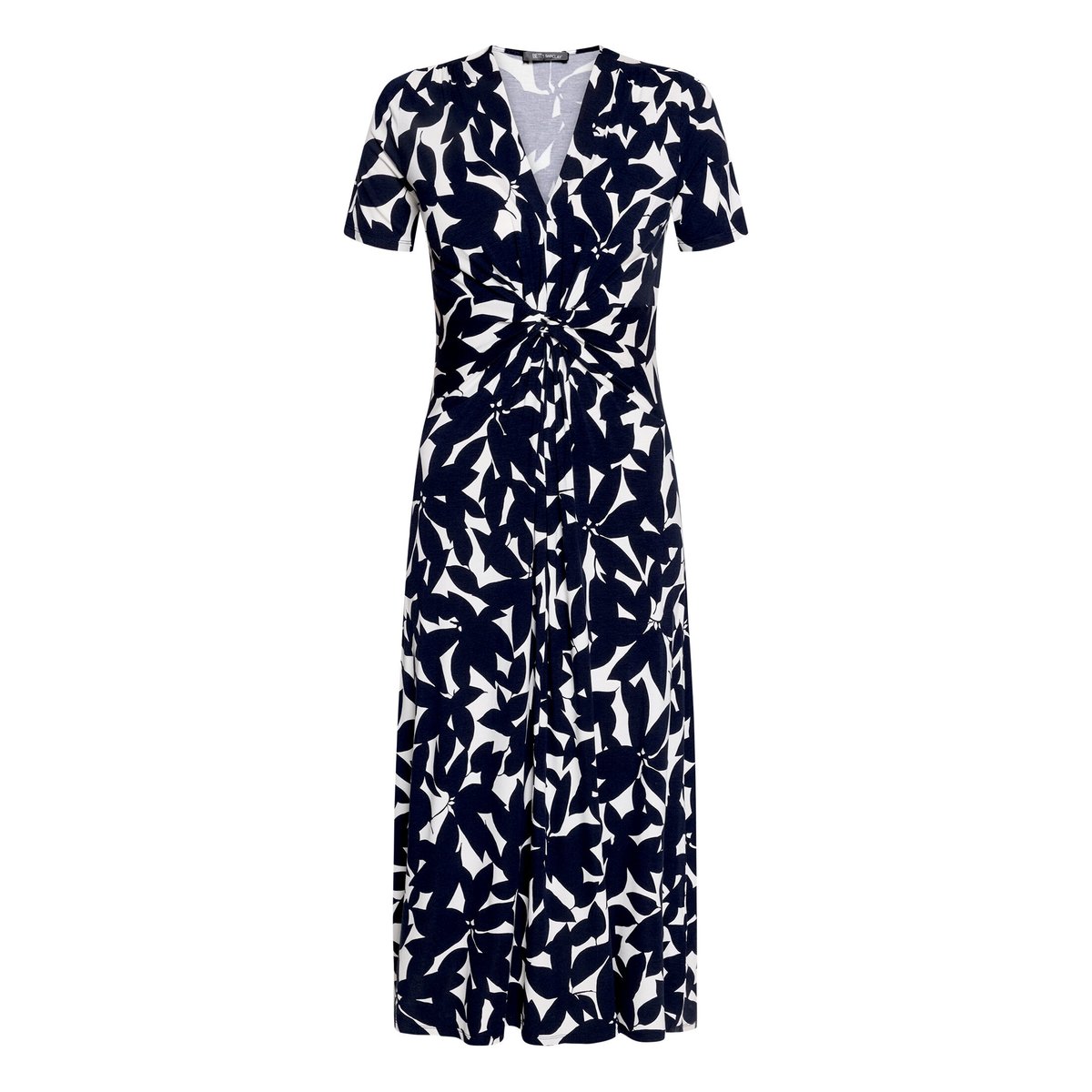 Robe longueur midi à fronce bleu/blanc, BETTY BARCLAY