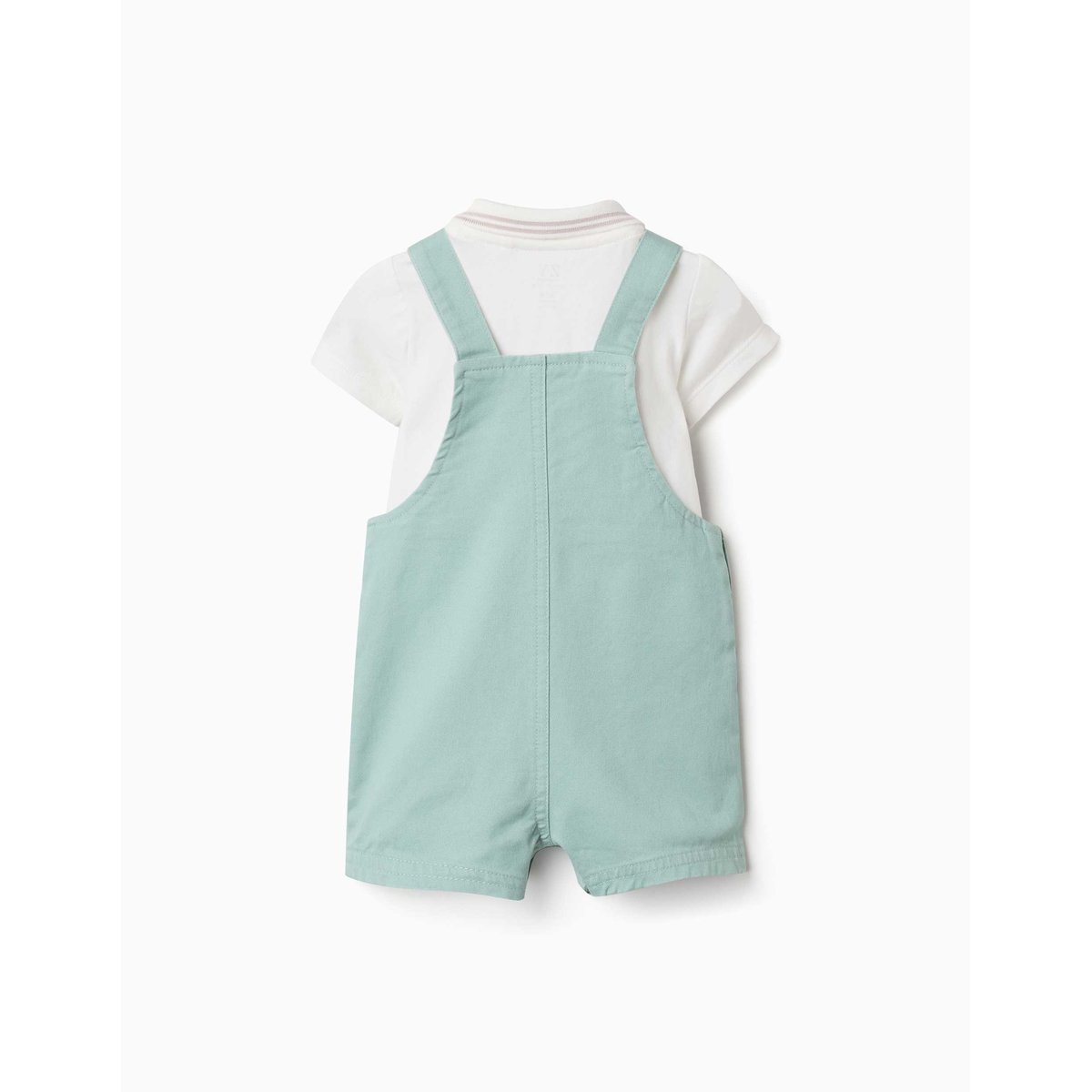 Ensemble body et salopette en coton vert clair, ZIPPY