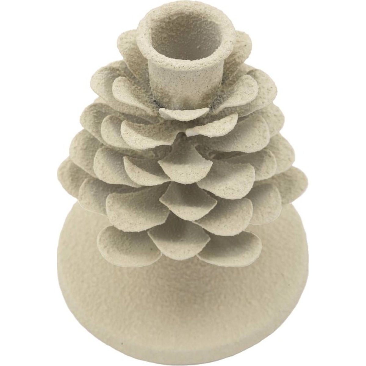 Bougeoir en fer relief pomme de pin MODERN crème, RECOLLECTION