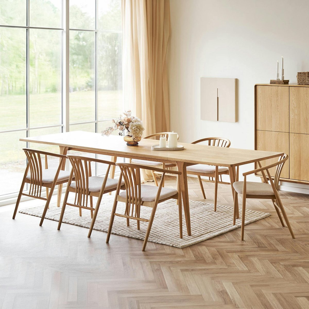 Table plaqué chêne extensible 10/12 places KALKIE chêne clair, PIER IMPORT