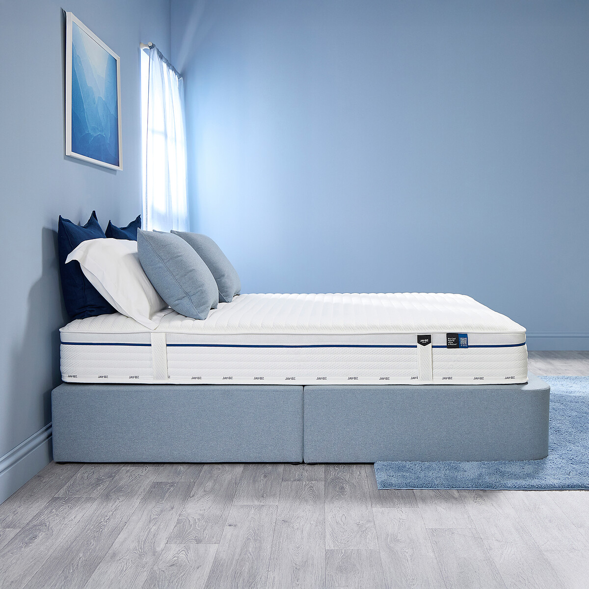 Jay-Be® Bio Cool Hybrid 2000 e-Pocket Eco-Friendly Mattress white/blue, JAY-BE