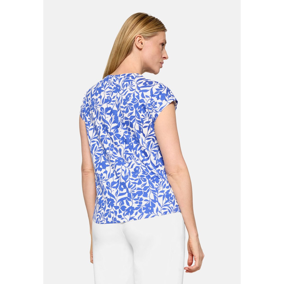 Haut casual à empiècement façon blouse blanc/bleu, BETTY BARCLAY