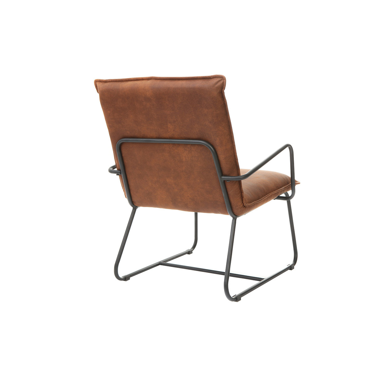 Fauteuil vintage marron et métal noir MERCY marron, MILIBOO