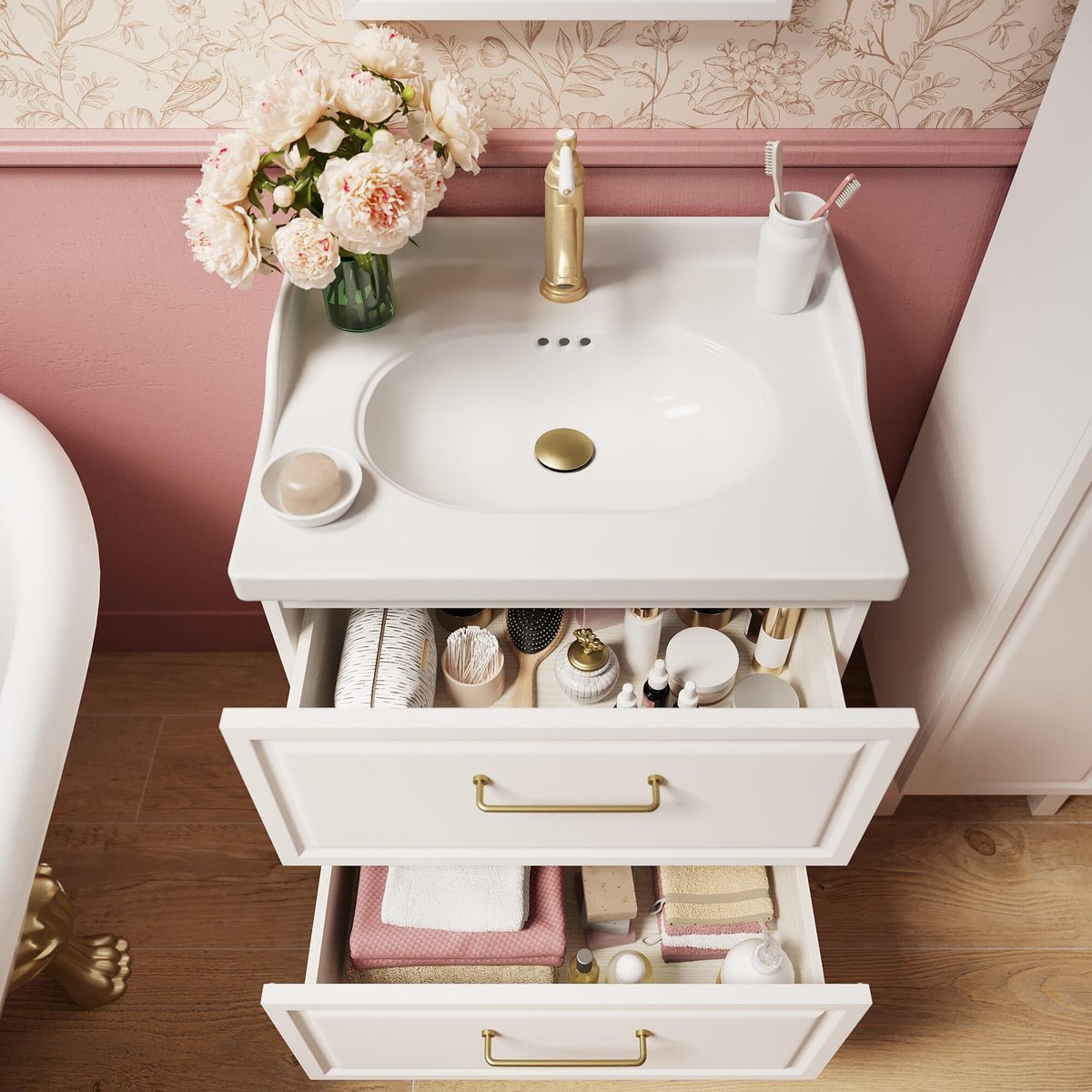 Plan vasque en céramique, CHARM charme blanc, SENSEA