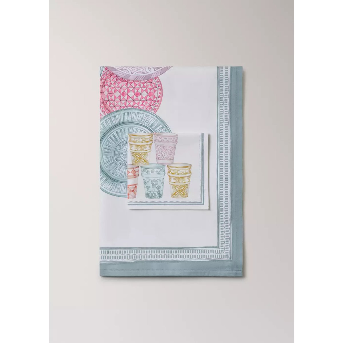 Nappe en coton, inspiration marocaine, pour 2 à 4 convives jaune, MANGO HOME