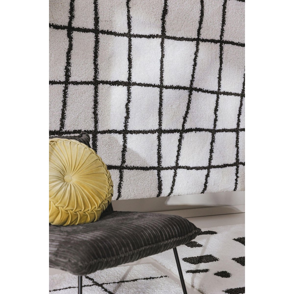 Tapis à poils longs LOUISE noir/blanc, BENUTA