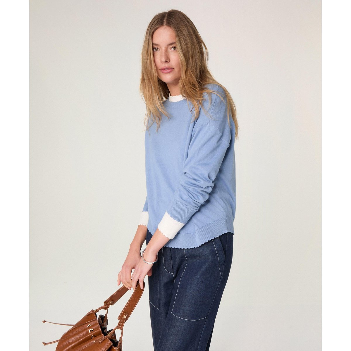 Pull col rond bleu gris, RODIER
