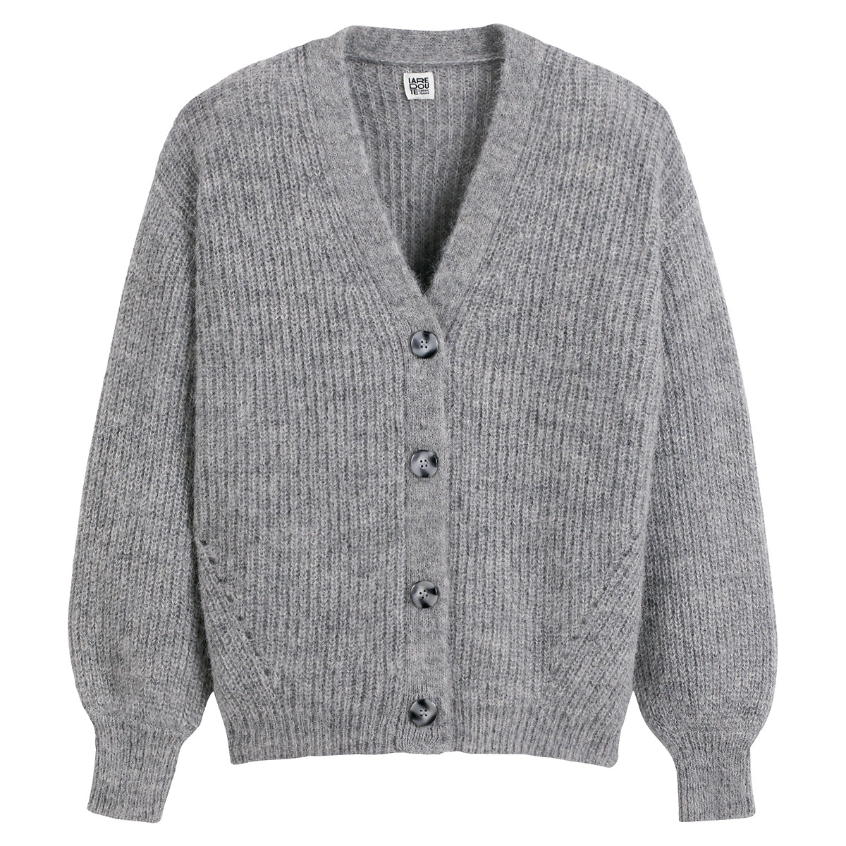 Cardigan com decote em V, mistura de alpaca, Signature GILDAS cinzento mesclado, LA REDOUTE COLLECTIONS