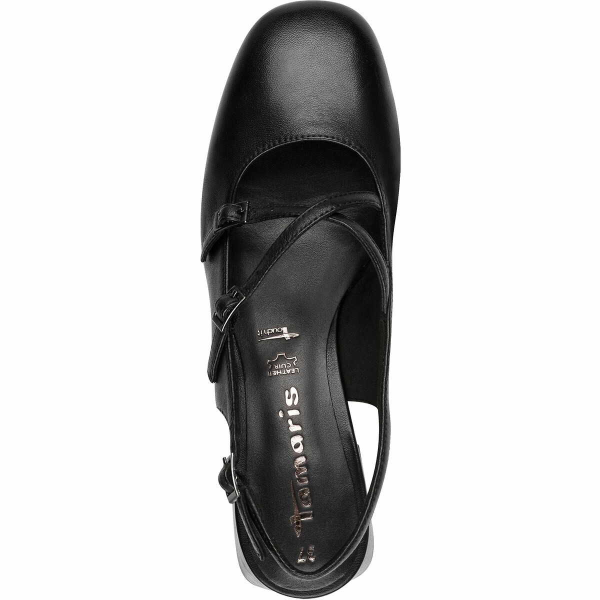 Ballerines slingback en cuir noir, TAMARIS
