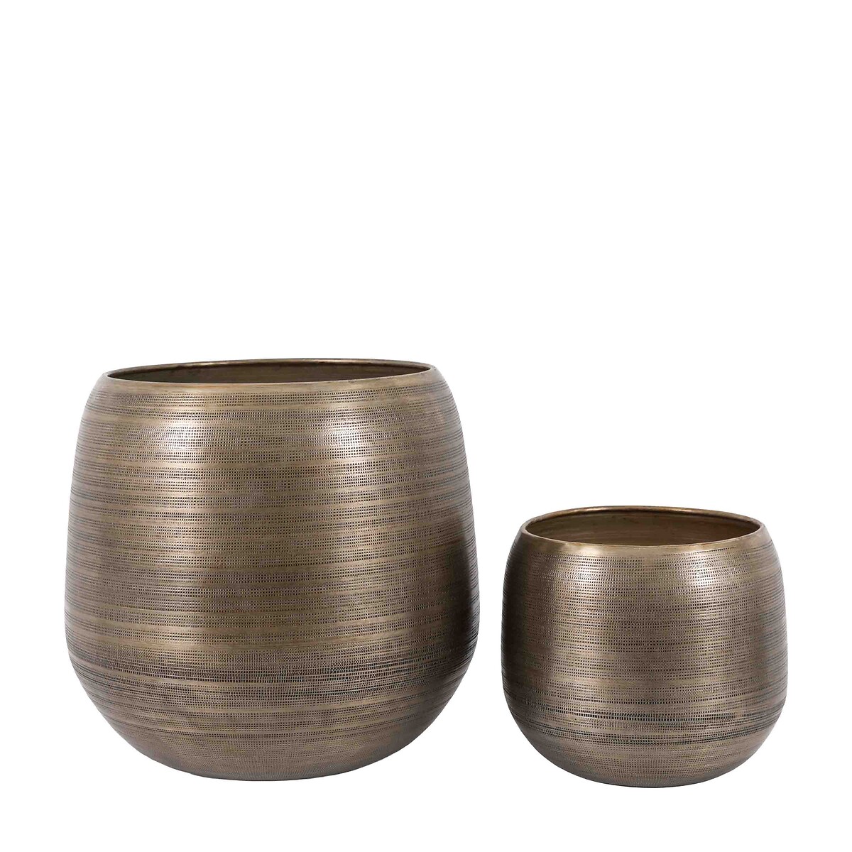 Set of 2 Textured Metal Planters brass, ÉDITÉ