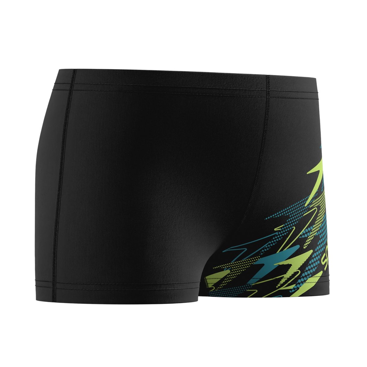 Short de bain moulant motif/style logo MEDLEY noir / vert, SPEEDO