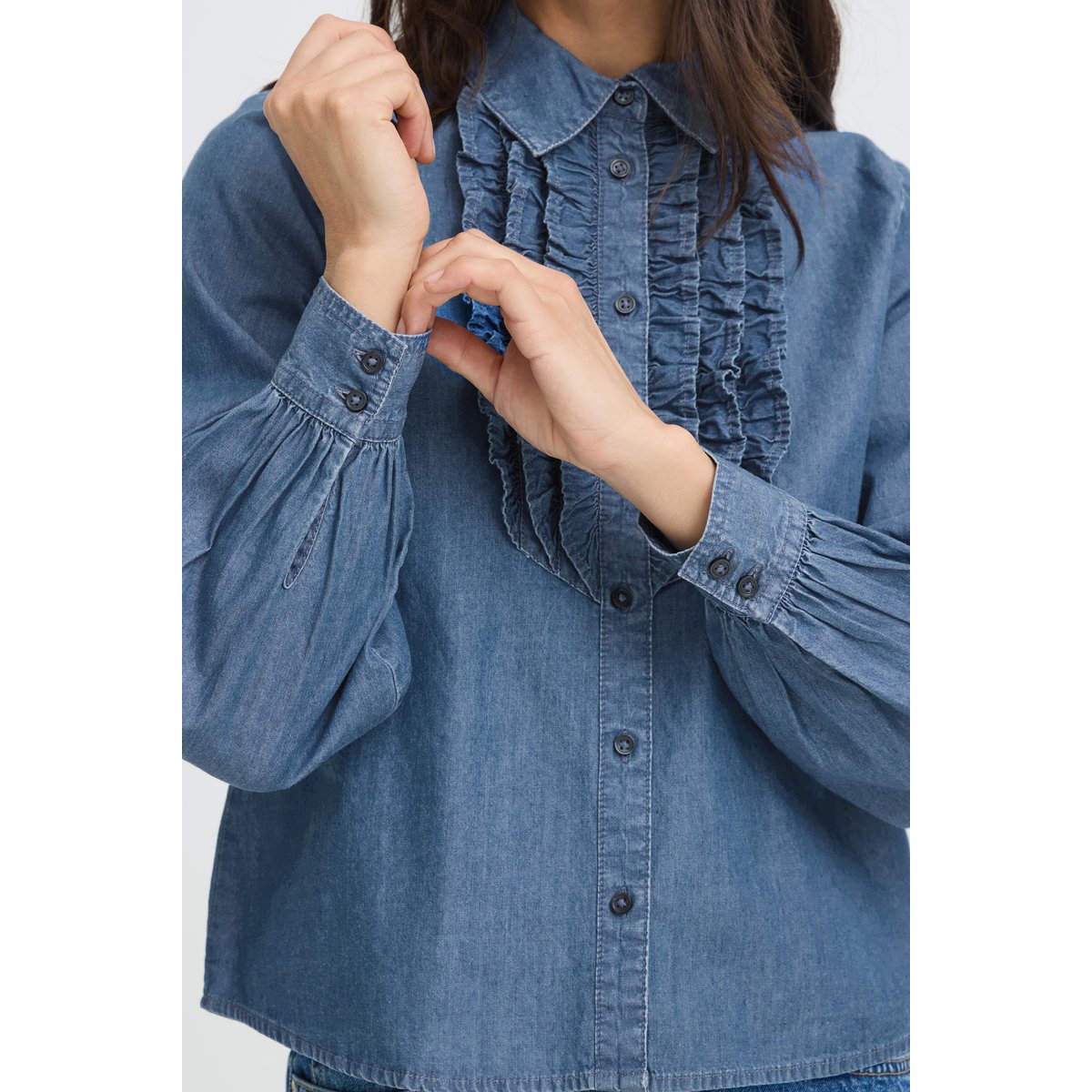 Chemise en jeans bleu mid blue denim, B.YOUNG