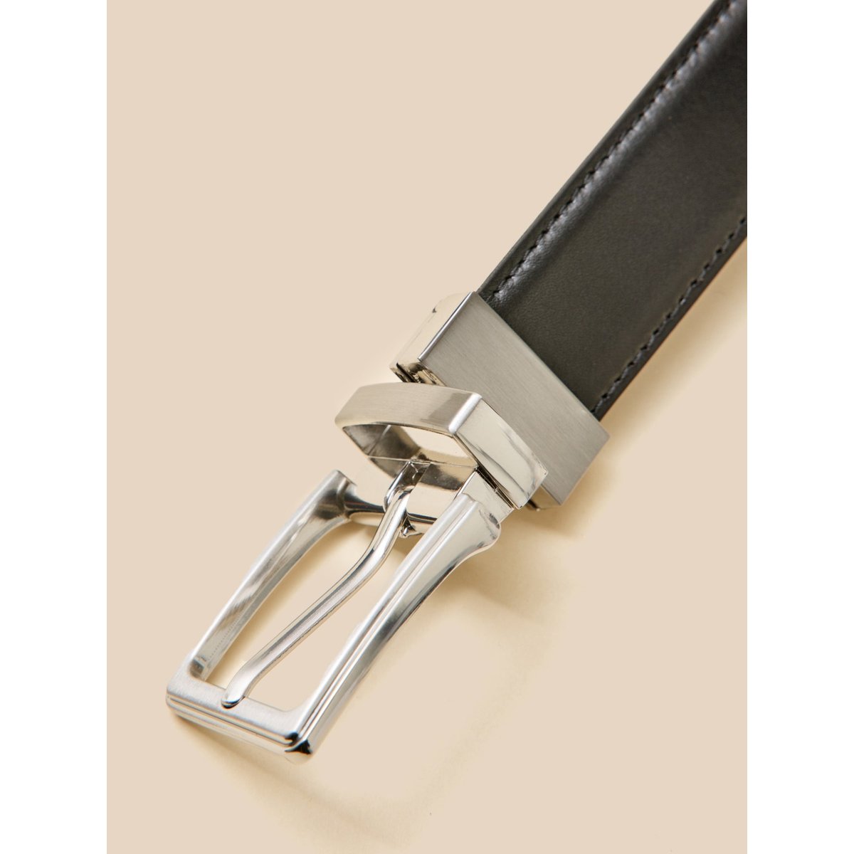 Ceinture cuir réversible noir, CYRILLUS