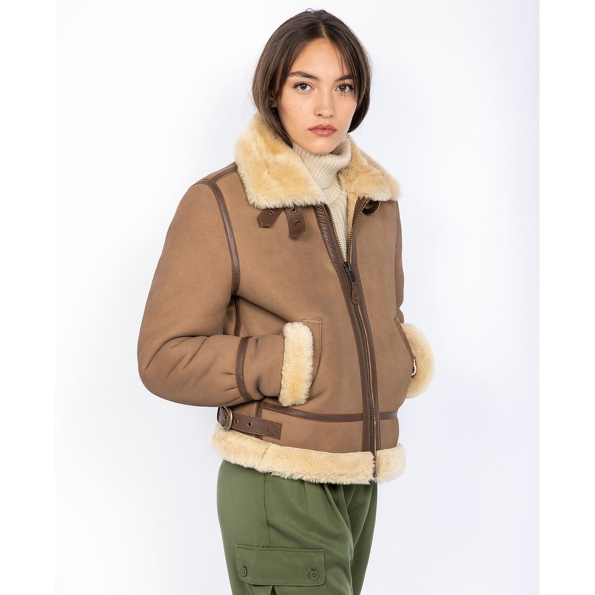 Blusão em pele de carneiro, LCW1255A camel, SCHOTT