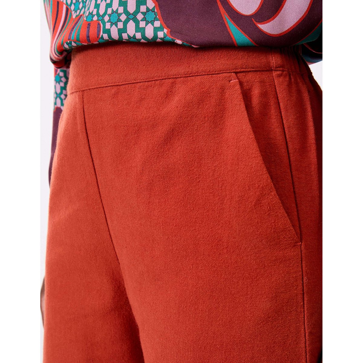 Pantalon large flanelle coton bio XIANI orange rouille, LA FIANCÉE