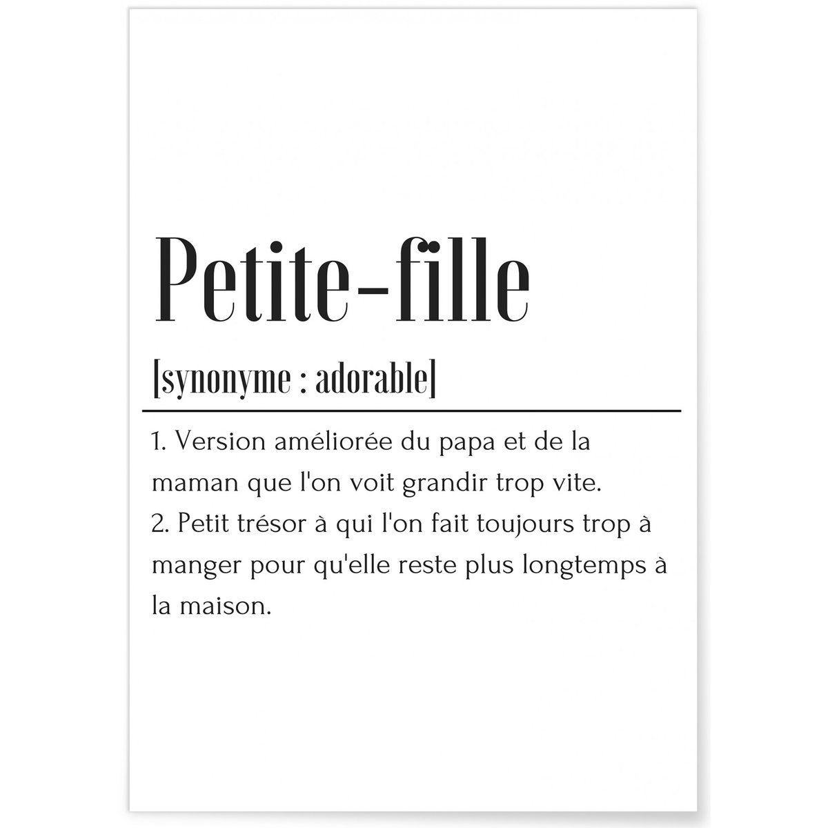 Affiche Définition Petite-fille blanc, L'AFFICHERIE