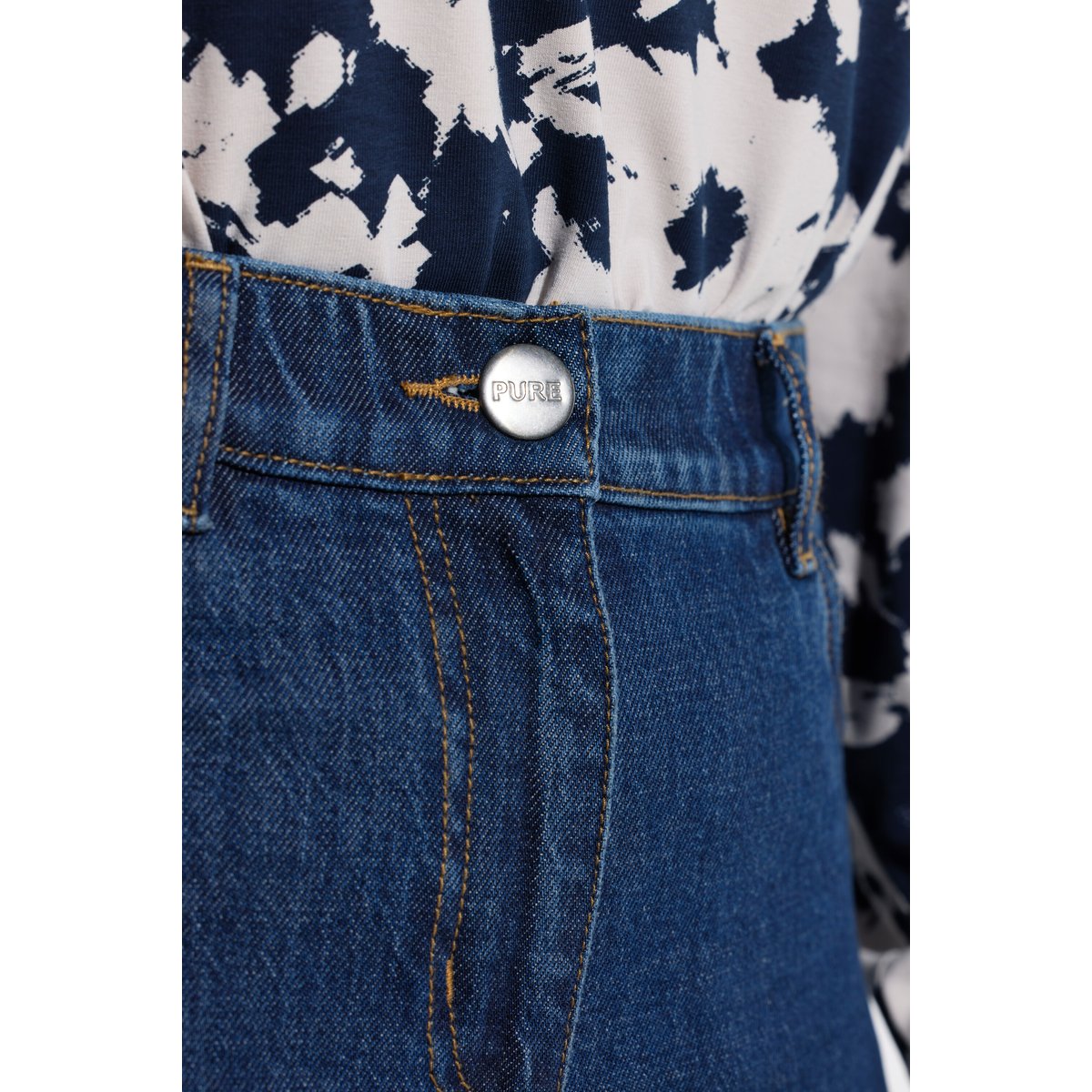 Jean Barrel en coton bio, taille confortable bleu jean, ULLA POPKEN