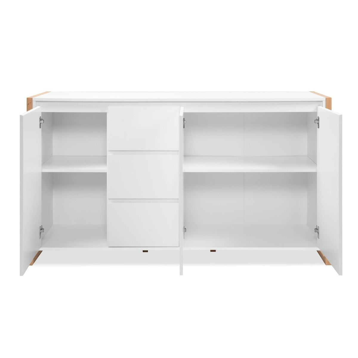 Buffet enfilade 160 cm, 3 portes 3 tiroirs ALVA blanc, PIER IMPORT