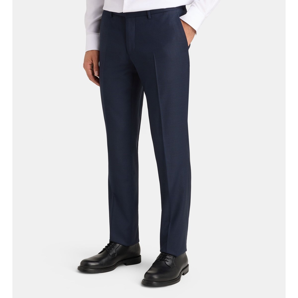 Pantalon de costume ajusté bacco armure laine italienne bleu marine, COMPTOIR GL