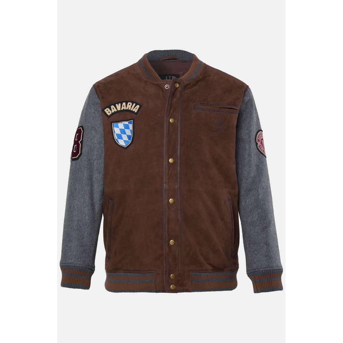 Blouson en cuir, esprit Teddy américain marron foncé, JP1880