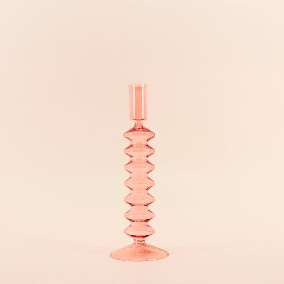 Bougeoir perles en verre 24cm rose, DECOSTAR