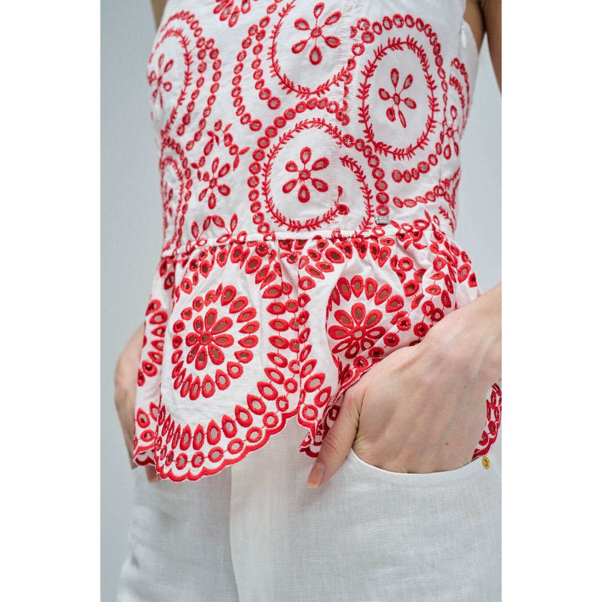 TOP EN BRODERIE ANGLAISE blanc, SALSA JEANS
