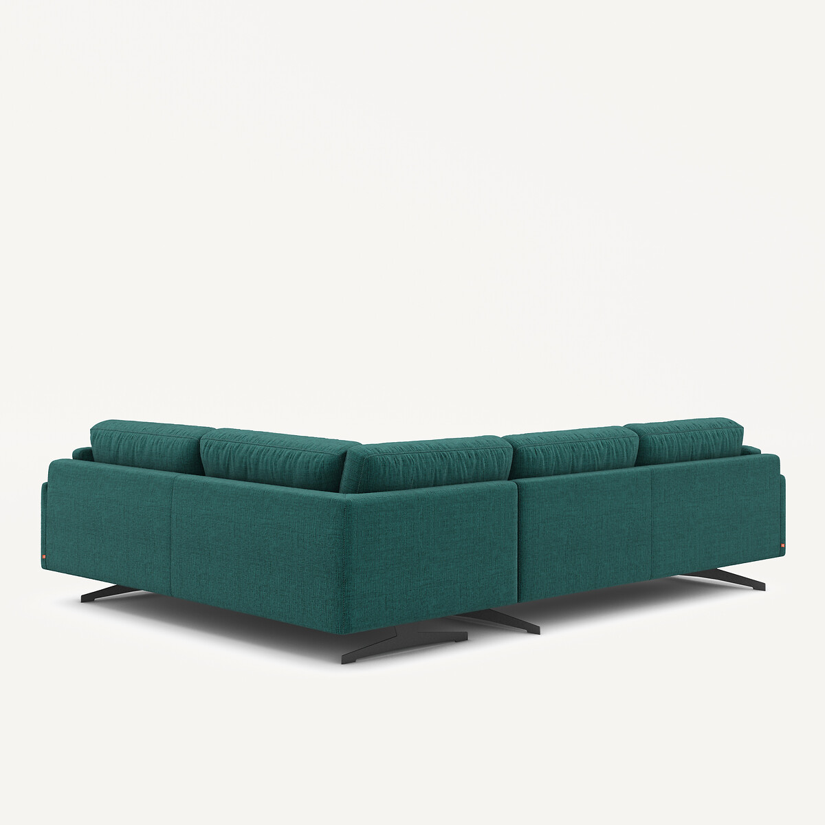 Ecksofa aus jaspiertem Leinen, CÉSAR dunkelgrün, AM.PM