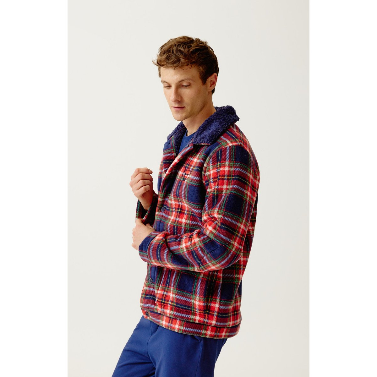 Veste en polaire à carreaux Léon marine, ARTHUR