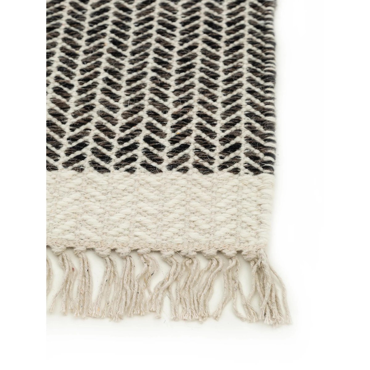 Tapis de couloir en laine tissé main KIM noir & blanc, BENUTA