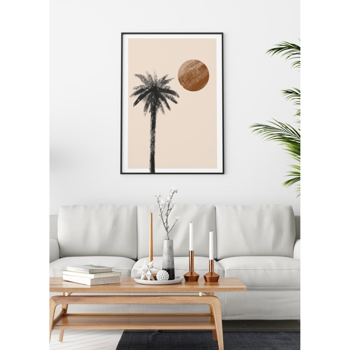 Affiche Abstract Palmier 1 blanc, L'AFFICHERIE