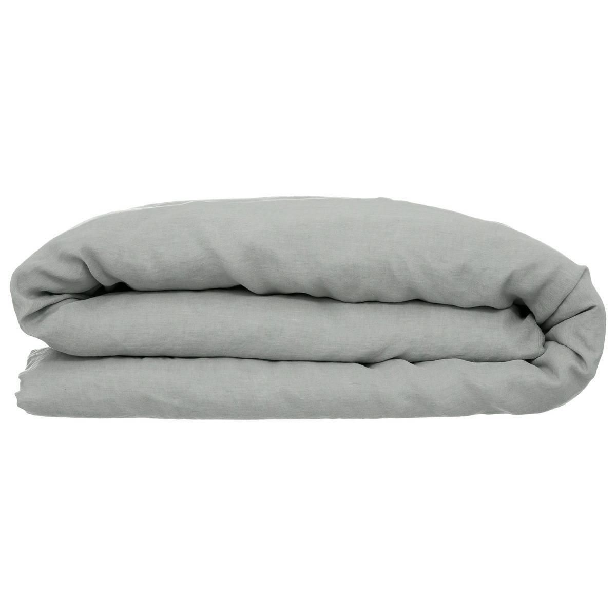 Housse de couette en lin lavé LINAH vert, ATMOSPHERA