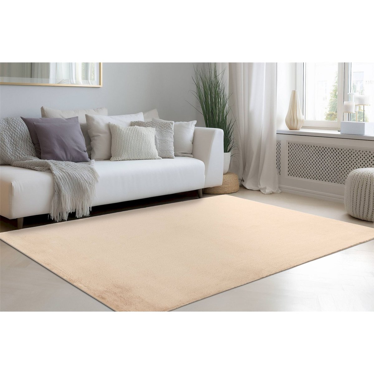 Tapis rectangulaire à poils courts beige sable naturel chaleureux, ARTE ESPINA