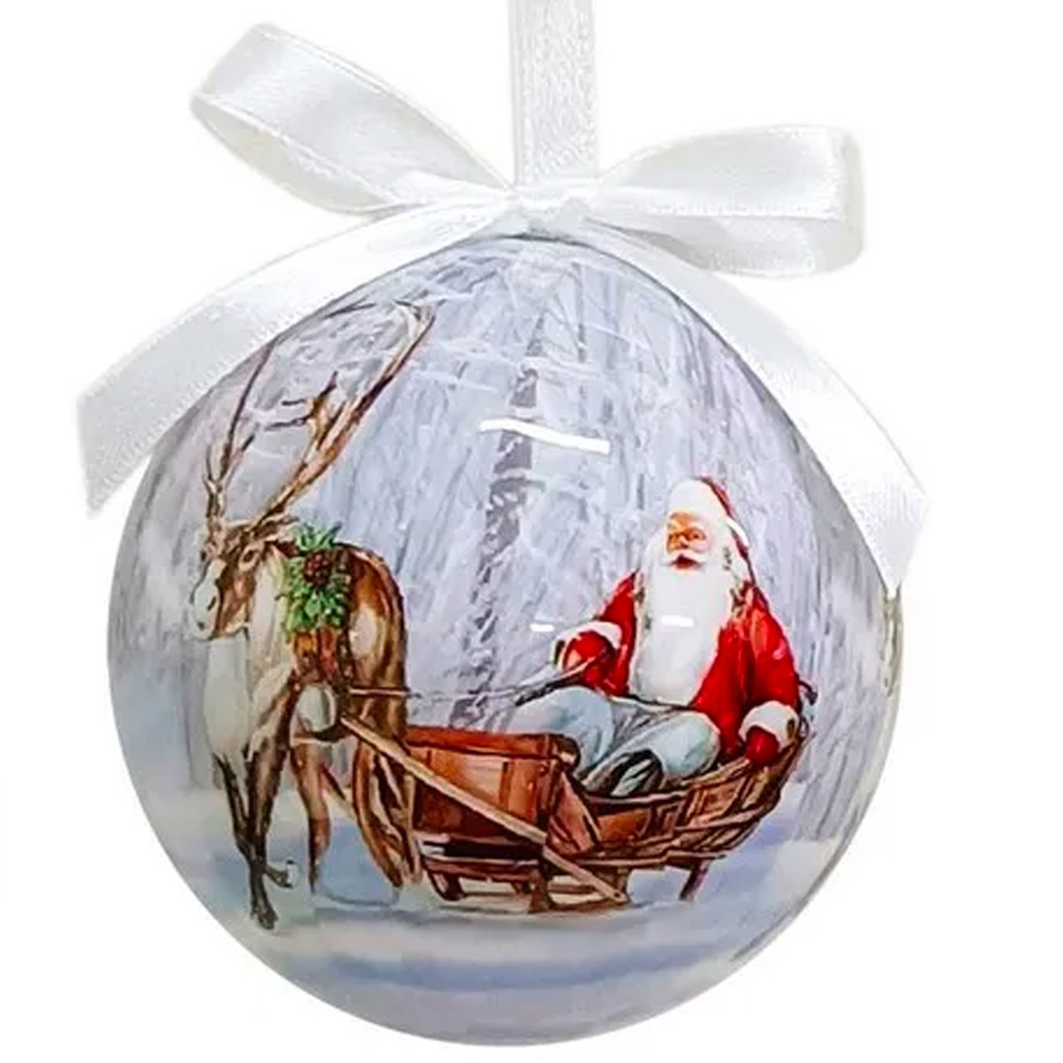 Coffret de 5 boules de Noël rétro Père-Noël 7.5cm multicolore, WADIGA