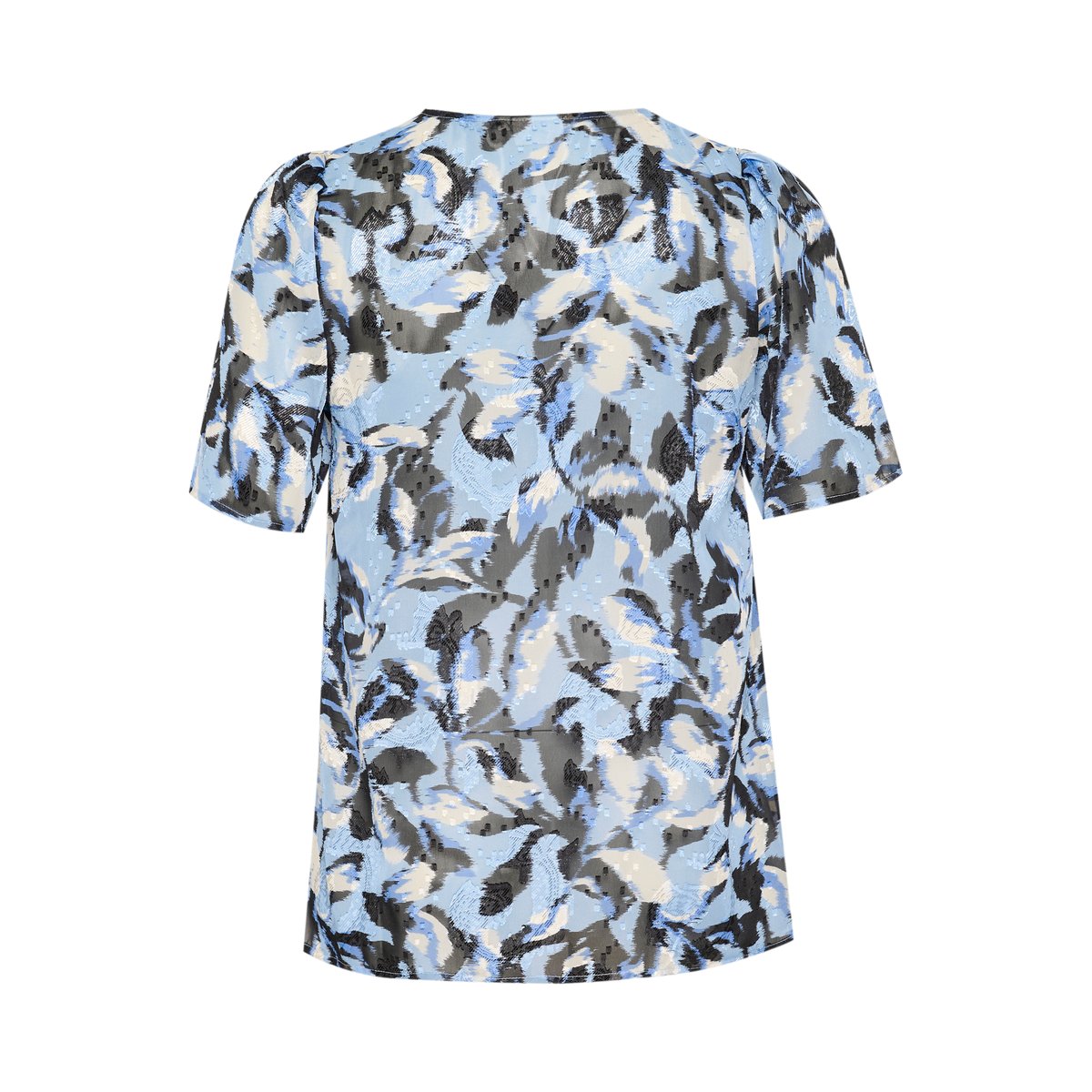 Blouse with short sleeve bleu floral, KAFFE CURVE